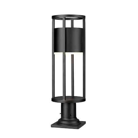 Z-Lite Luca Outdoor Pier Mounted Fixture, 1-Light, 7.25 In.W x 23.75 In.H, Black/Etched 517PHM-533PM-BK-LED